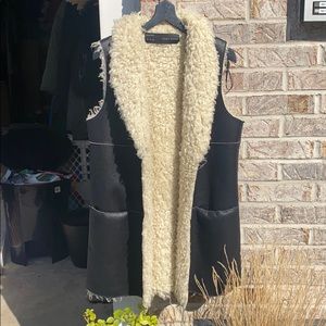 Zara Faux-Shearling Long Vest - Medium